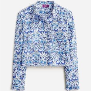 J.Crew 
Ruffle trim button up shirt in Liberty reg